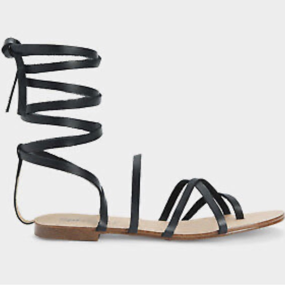 Splendid Black Carly Lace-up Wrap Sandals Size 6.5